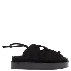 Co - Lace-Up Suede And Leather Flatform Sandals - Womens - Black sz 38